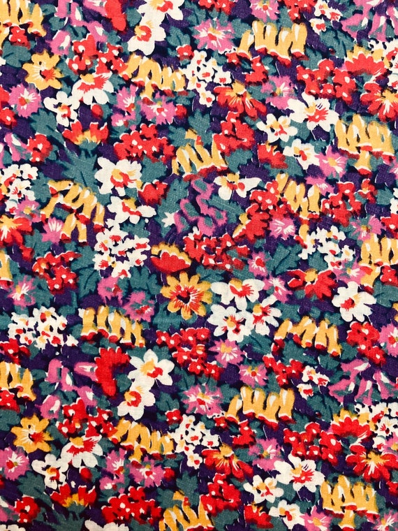 An outstanding, gorgeous Liberty Tana Lawn, Purple and Red, Vintage ‘Bluebell’ 17 x 10” fabric.