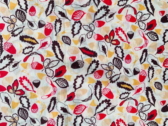 Collector’s Corner Discontinued Designs and Colourways of Liberty Tana Lawns 13 x 13” Red, Yellow and Brown ‘Mrs Jones’. Free Shipping