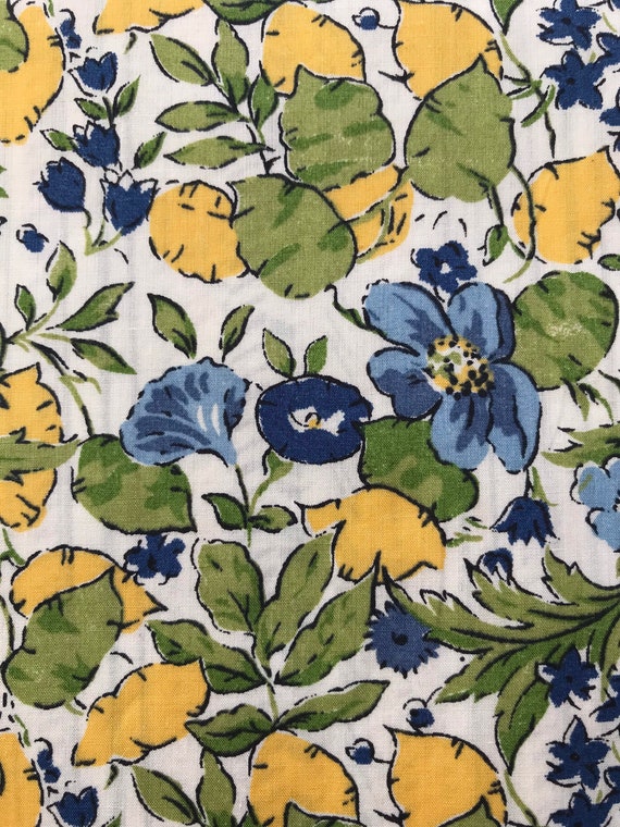 Liberty Tana Lawn Yellow ‘Poppy and Honesty’ 13”x 9” Vintage, rare colourway