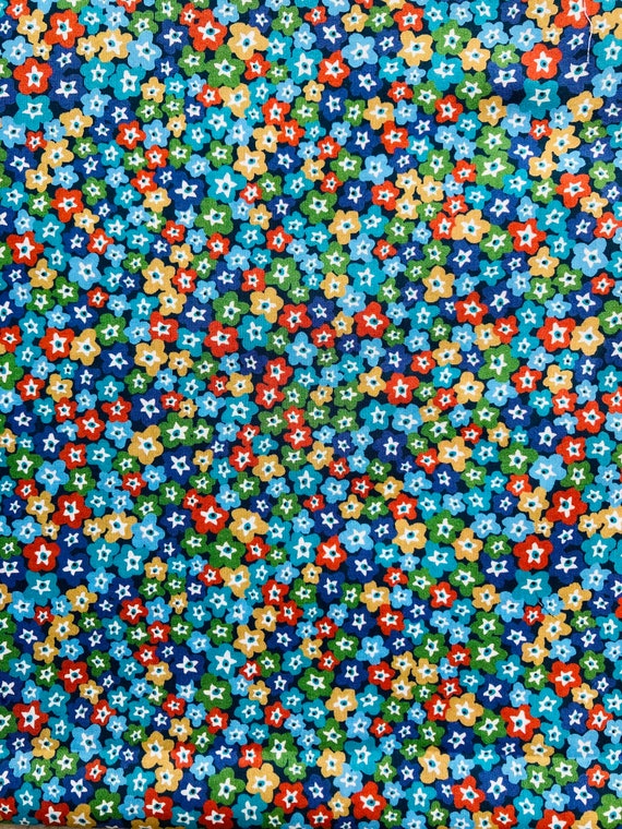 A Beautiful, Discontinued, Blue And Orange ‘Floral Charm’  Liberty Tana Lawn 13”x 9” #Adele