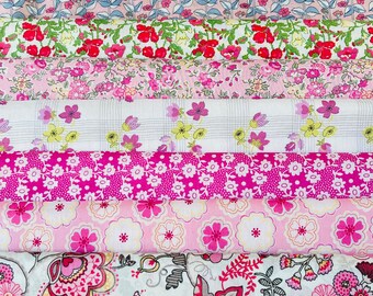 A Beautiful ‘Popular Pinks’ fabric pack. These packs contain 8 pieces of Liberty Tana Lawn cottons, cut to a generous 6”x 9” size.