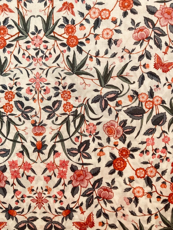 A Beautiful Pink and Green ‘Tapestry’ Liberty Tana Lawn 13”x 9” Crafting Patchwork