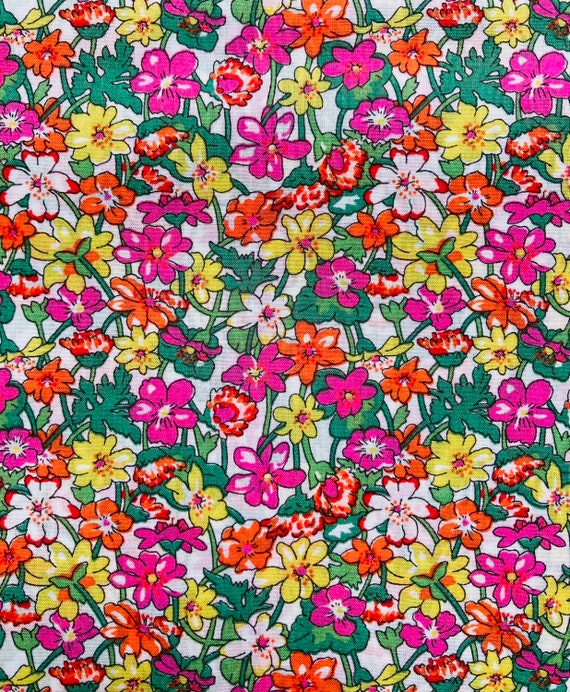 A Beautiful Pink and Yellow ‘Isla Rose Gates’ Liberty Tana Lawn 13”x 9” Crafting Patchwork