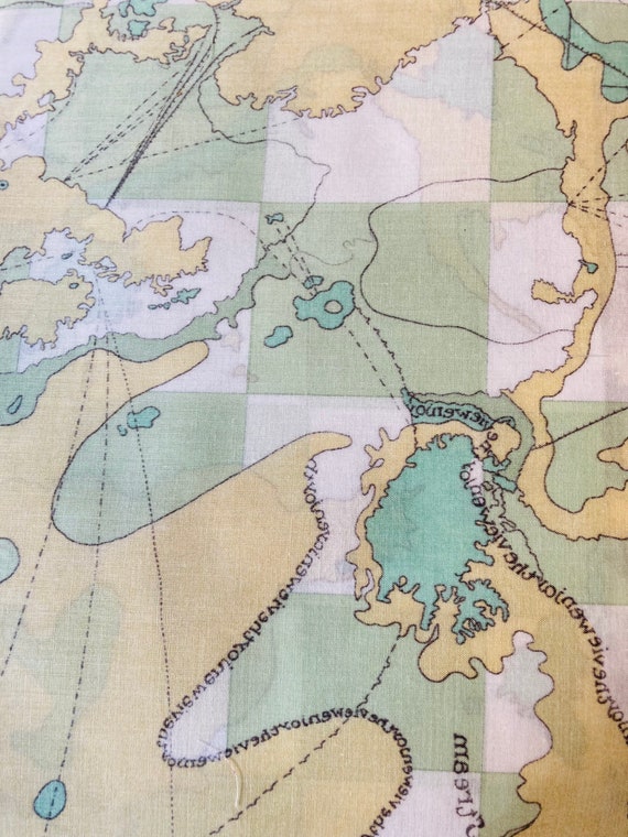Liberty Tana Lawn 13”x 9” Green and Yellow ‘Mannion’ Map style