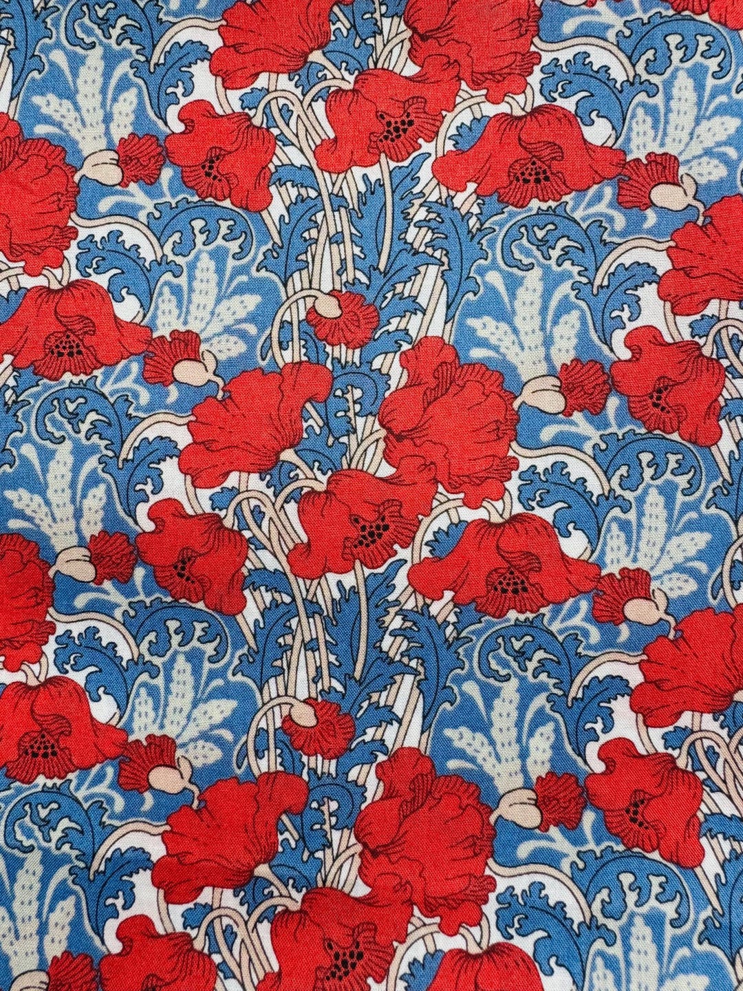 A Lovely Red and Blue ‘clementina’ Liberty Tana Lawn 13”x 13” #adele - Etsy