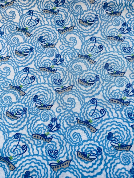 A lovely Blue ‘Voyage’ Novelty Liberty Tana Lawn 13”x 9”, International Shipping