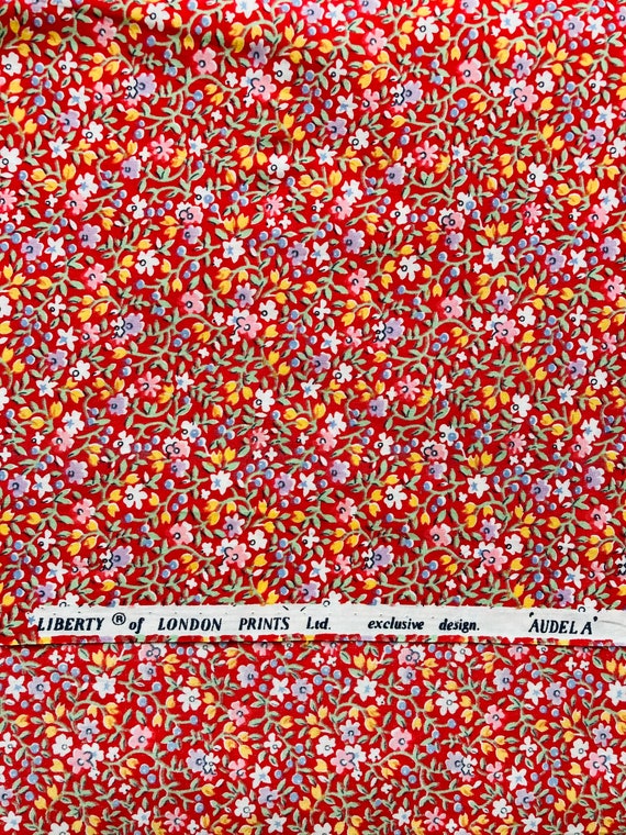 Liberty Tana Lawn Vintage Red ‘Audela’ fabric 13”x 9” Patchwork Crafting