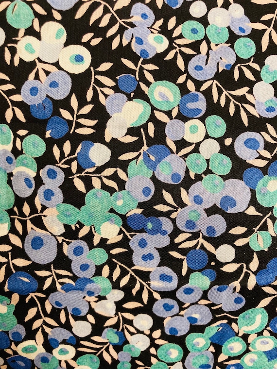 Vintage Blue and Black Wiltshire Berry Liberty Tana Lawn 13”x 9”