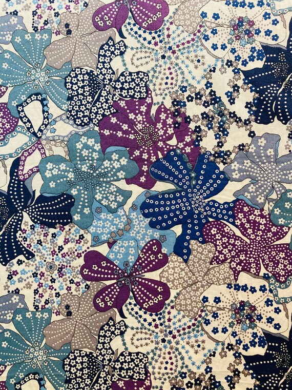 A Beautiful Blue And Purple ‘Mauvey’ Liberty Tana Lawn 13”x 10” Crafting Patchwork