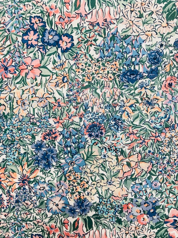 A Gorgeous Blue And Pink ‘A Castle Garden’ Liberty Tana Lawn 13”x 9”