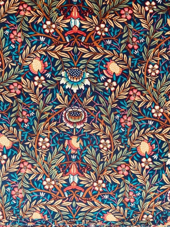 A fun Navy And Pink ‘Peach Pincher’ Liberty Tana Lawn 13”x 9” Crafting Patchwork
