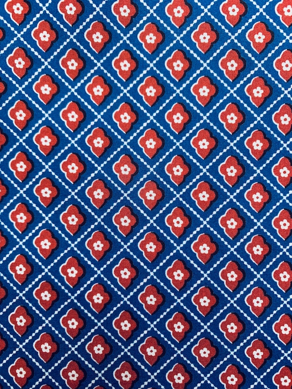 A Gorgeous Blue And Red mosaic design called, “Diamas” Liberty Tana Lawn 13”x 9”