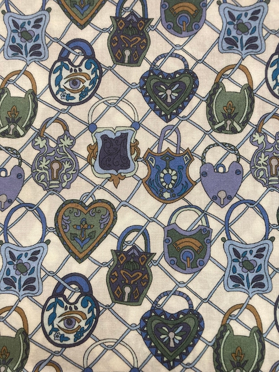 A lovely Blue and Green Novelty ‘Together’ Liberty Tana Lawn 13”x 9”