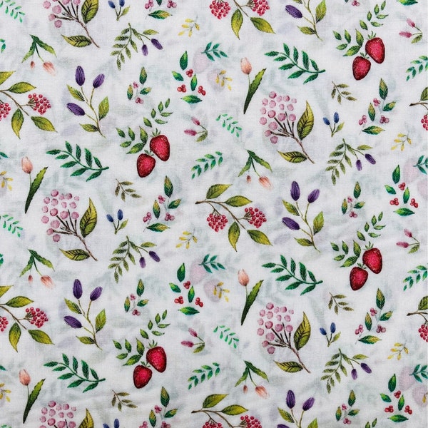 Une magnifique pelouse Liberty Tana blanche et verte « Berry Garden » 33 x 9 po