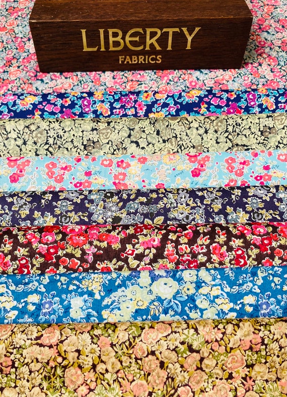A Beautiful, Liberty Tana Lawn ‘Tatum and Chives’ fabric pack. This bag contains 8 fabulous, rare, cottons cut to a size of 6”x 9”