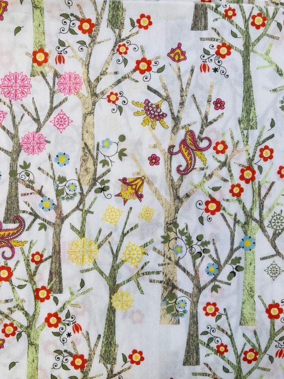 A Beautiful Discontinued Colourway of ‘Tuesday Trees’ This Pink and Green Liberty Tana Lawn Is cut to a generous 40cm x 50cm