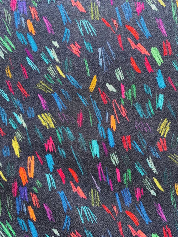 A fun novelty Black, Orange and Blue ‘Scribble’ Liberty Tana Lawn 13”x 9”