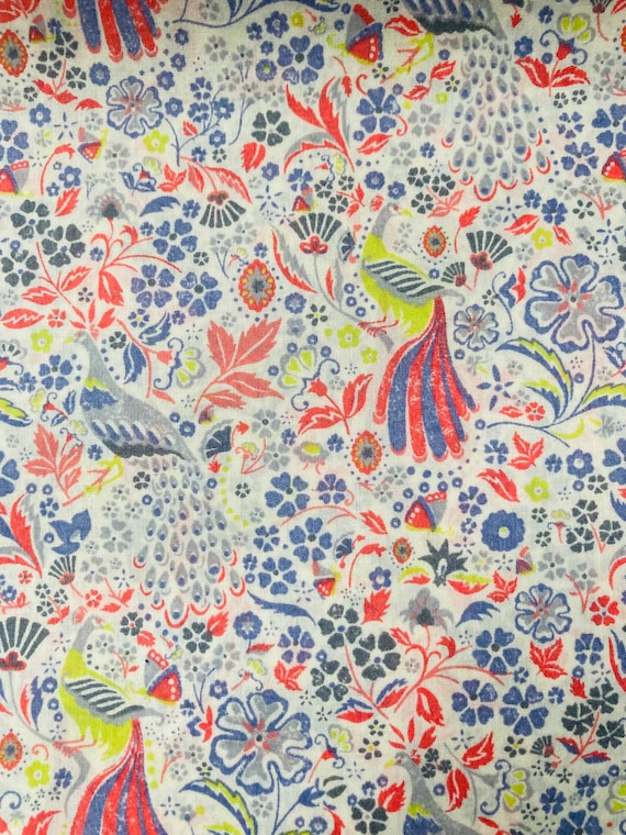 A Discontinued Purple and Orange ‘Juno’s Garden’ Liberty Tana Lawn 13”x 9” Crafting Patchwork