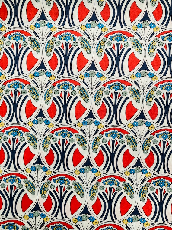A Red and Blue ‘Mauverina’ Liberty Tana Lawn 13”x 9”