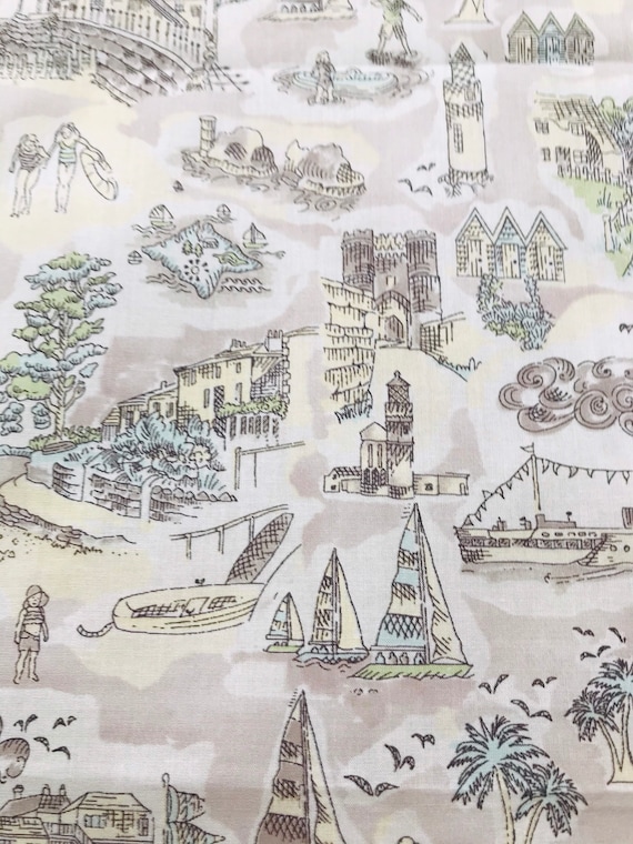 Liberty Tana Lawn 13”x 9” Vintage Grey and Yellow ‘Isle of Wight’ fabric