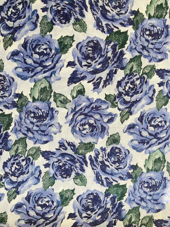 A Beautiful large rose Blue And Green ‘Unknown Name’ Liberty Tana Lawn 13”x 10” Crafting Patchwork