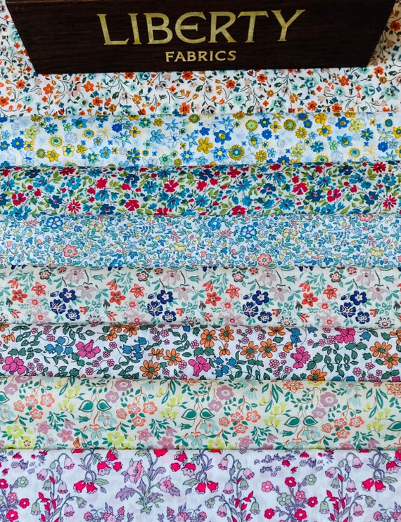 A Beautiful ‘Petites 15’ fabric bag. 8 x Liberty Tana Lawn pieces cut to a generous 6”x 9”.