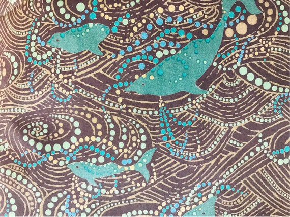 Liberty Turquoise Tana Lawn Vintage 13”x 9” fabric ‘Lara’s Dolphin’. Unusual and Ideal for making a face mask.