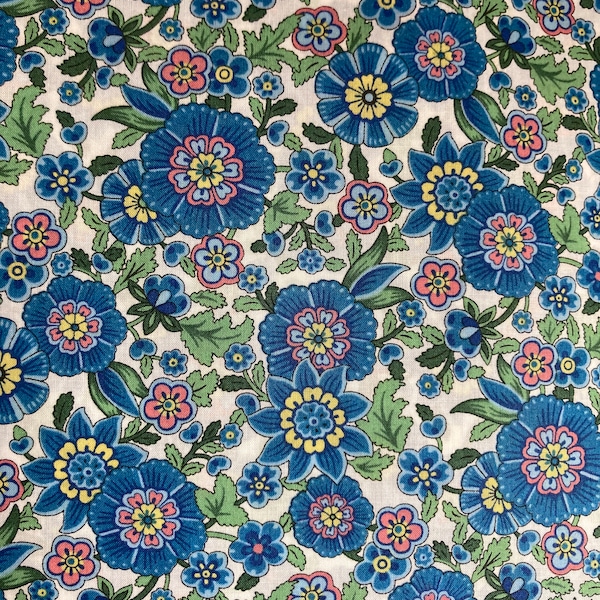Blue and Green ‘Razai’ Liberty Tana Lawn 13 x 9”