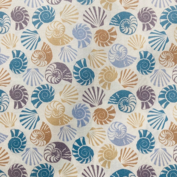 A Beautiful Blue And Beige ‘She Sells Sea Shells’ Liberty Tana Lawn 13”x 9” Crafting Patchwork