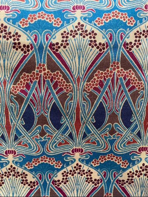 Vintage Blue And Brown ‘Ianthe’ Liberty Tana Lawn 40 x 50cm