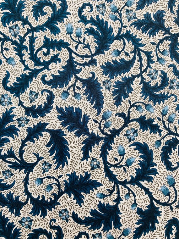 A Beautiful, Discontinued Blue and White ‘Dorothy Watton’ Liberty Tana Lawn 13”x 9” Crafting Patchwork