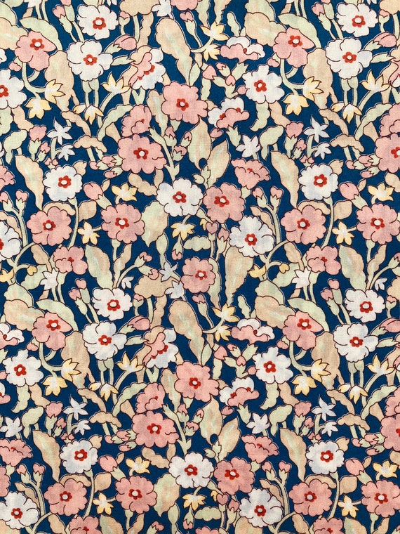 A Beautiful Blue and Pink ‘Primrose Path’ Liberty Tana Lawn 13”x 9” Crafting Patchwork