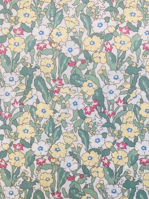 A Beautiful Green and Yellow ‘Primrose Path’ Liberty Tana Lawn 13”x 9” Crafting Patchwork