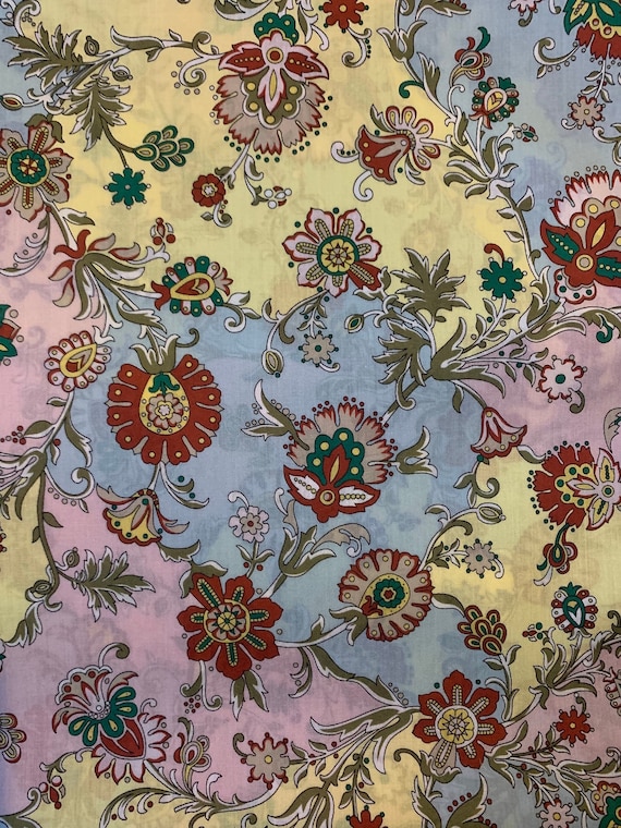 Liberty Tana Lawn Vintage 50cm x 40cm fabric Blue and Yellow, ‘Honour’.