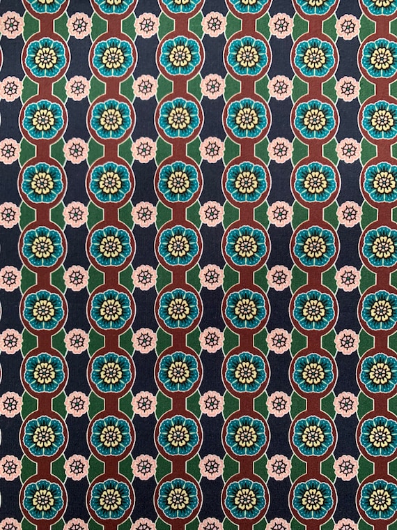 Blue, Green and Pink ‘Geo Razai’ Liberty Tana Lawn 13 x 9”