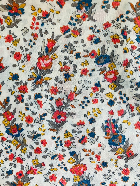 A Beautiful Orange and Blue ‘Christabel’ Liberty Tana Lawn 13”x 9” Crafting Patchwork