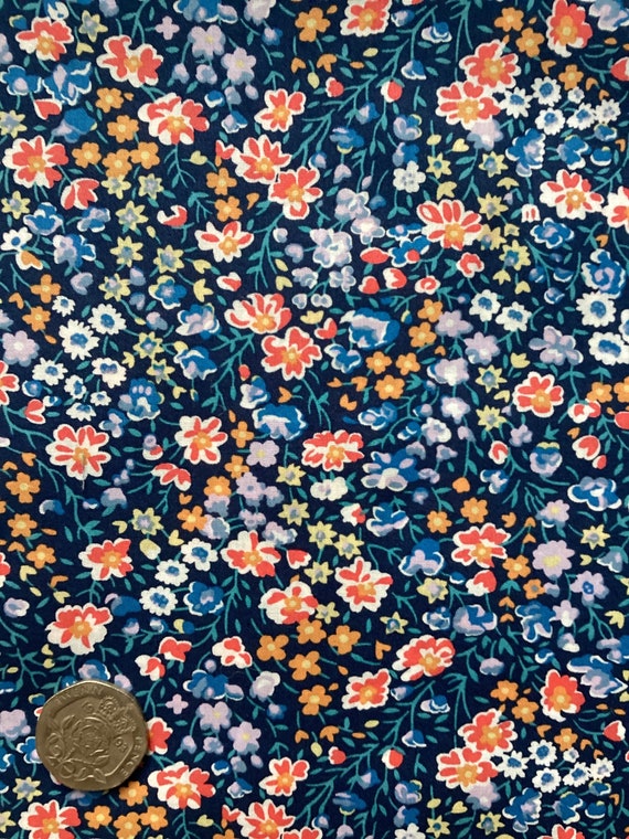Blue and Orange ‘Phoebe and Jo’ Liberty Tana Lawn 13 x 9” Crafting Patchwork