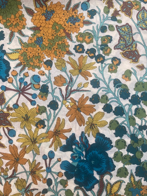 A Bold Discontinued Liberty Tana Lawn 13” x 10”  Turquoise and Mustard ‘Edna’