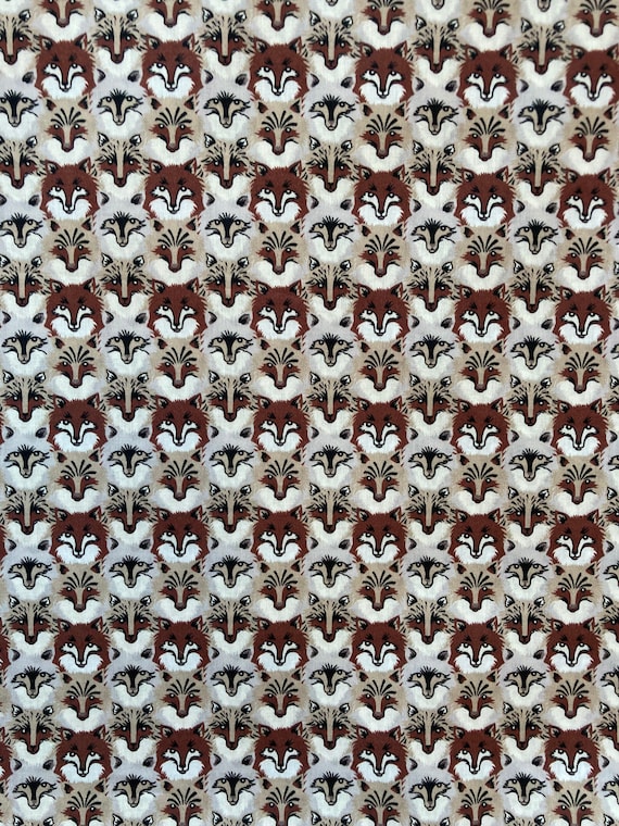 Discontinued Novelty Brown Fabric ‘Wolf Pack’ Liberty Tana Lawn 13”x 9”