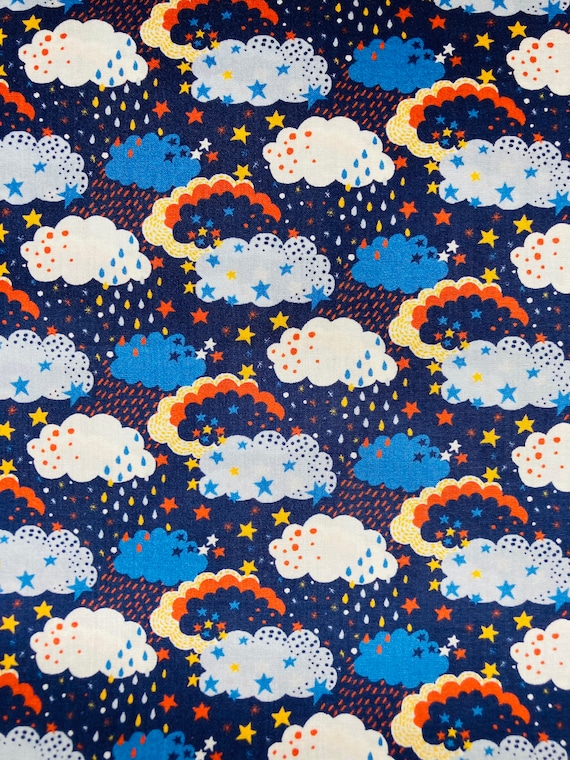 A super Sky Blue and Orange Novelty ‘Hiding’ Liberty Tana Lawn 13”x 9”