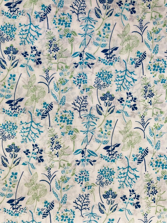 A Beautiful White and Blue ‘Media’ Liberty Tana Lawn 13”x 9” Crafting Patchwork