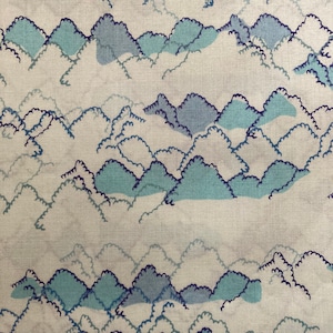 Novelty Vintage Blue ‘Parkes’ Liberty Tana Lawn Fabric 13”x 9”