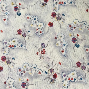 Liberty Tana Lawn 13”x 9” Red and Purple flower on a cream background. This ‘Honeymoon’ design is a lovely fabric.