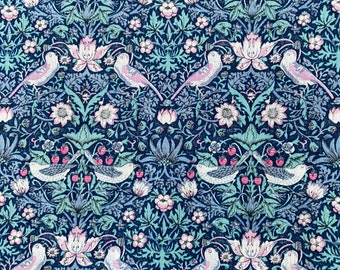 A Gorgeous Vintage (1980’s) Blue, Green And Pink ‘Strawberry Thief’ Liberty Tana Lawn 14” x 9”.