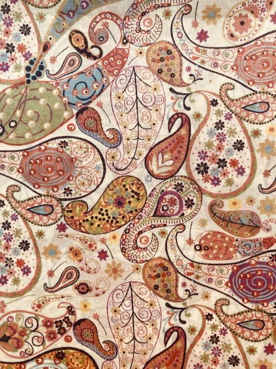 A Pink and Green Paisley effect called ‘Mark’ Liberty Tana Lawn 13”x 9” Crafting Patchwork