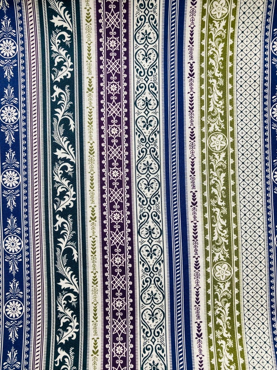 A lovely Blue and green striped ‘Helen and Norman’ Liberty Tana Lawn 13”x 9” Free International Shipping