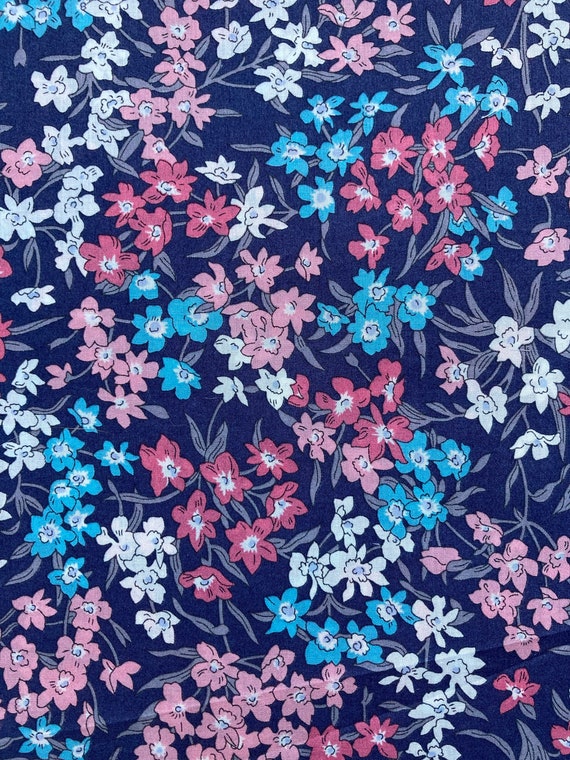 Seasonal Liberty Tana Lawn Pink and Blue ‘Sea Blossom’ Fabric 13”x 9”
