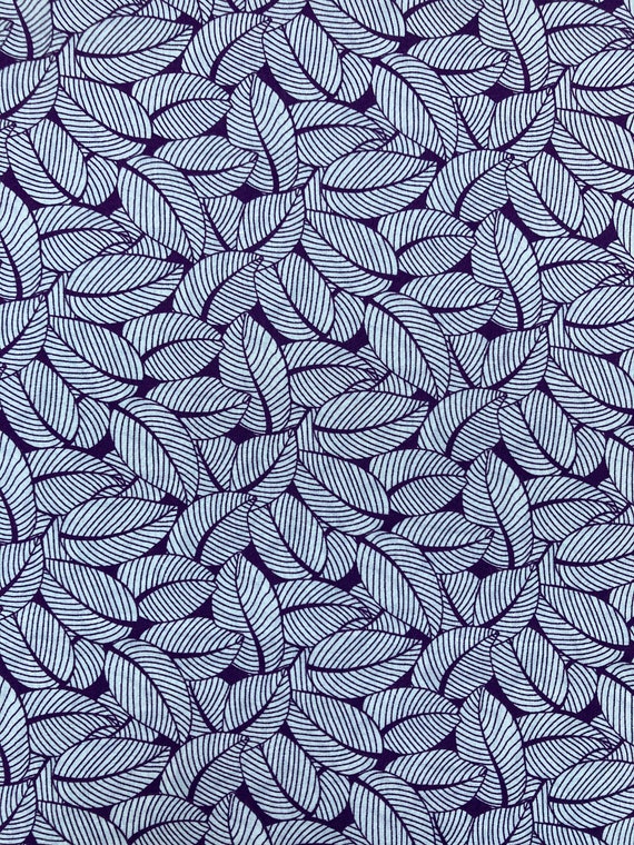A Lovely Purple and White, discontinued ‘Lost in Leaves’ Liberty Tana Lawn 13”x 9” Fabric. International postage