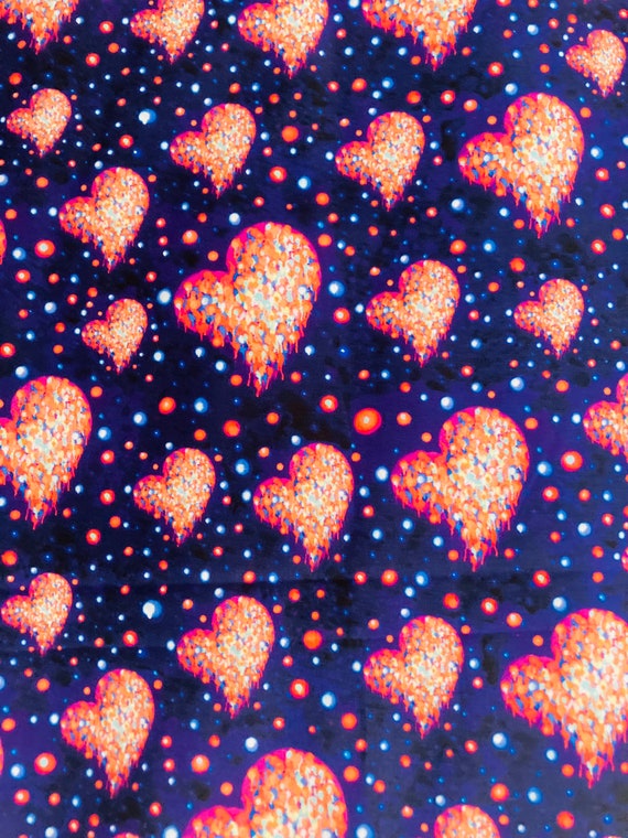 Discontinued Liberty Tana Lawn Beautiful Navy Blue and Orange ‘Cosmic Heart’ 13”x 9”