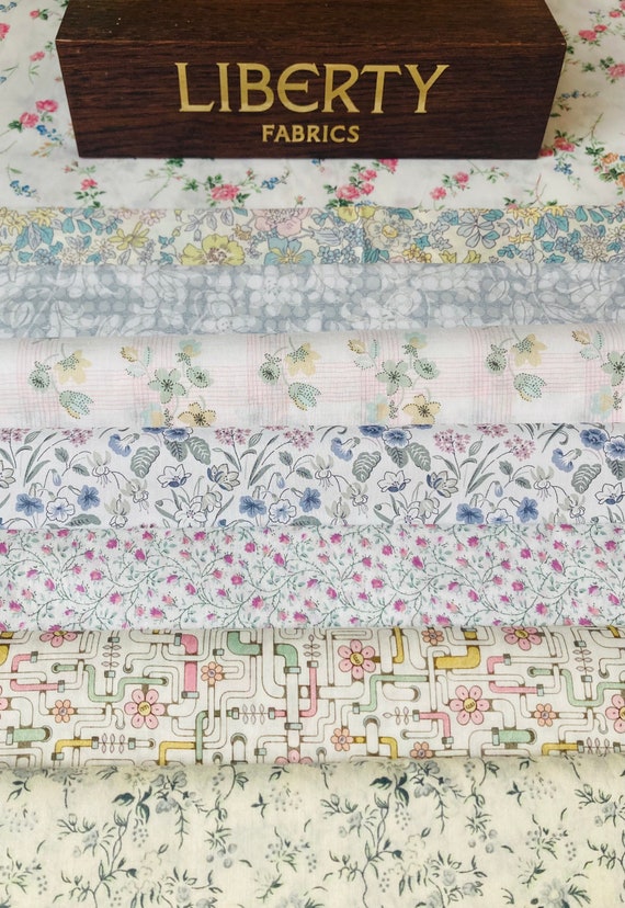 Liberty Tana Lawn Hidden Gems ‘Pearl’  Fabric bundle. 8 pieces of 6”x 9” Quality Lawns